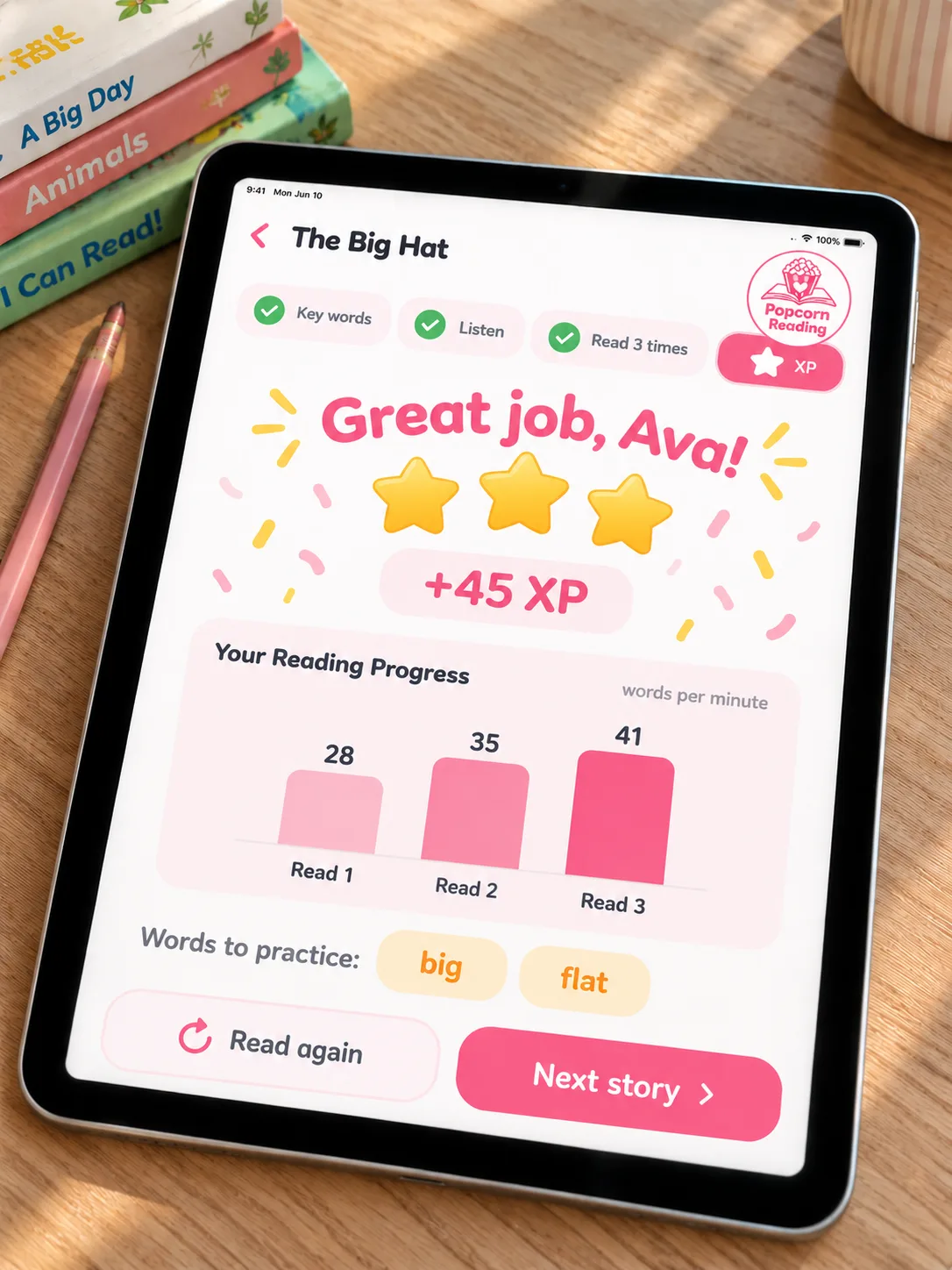 Story complete great job screen on an iPad